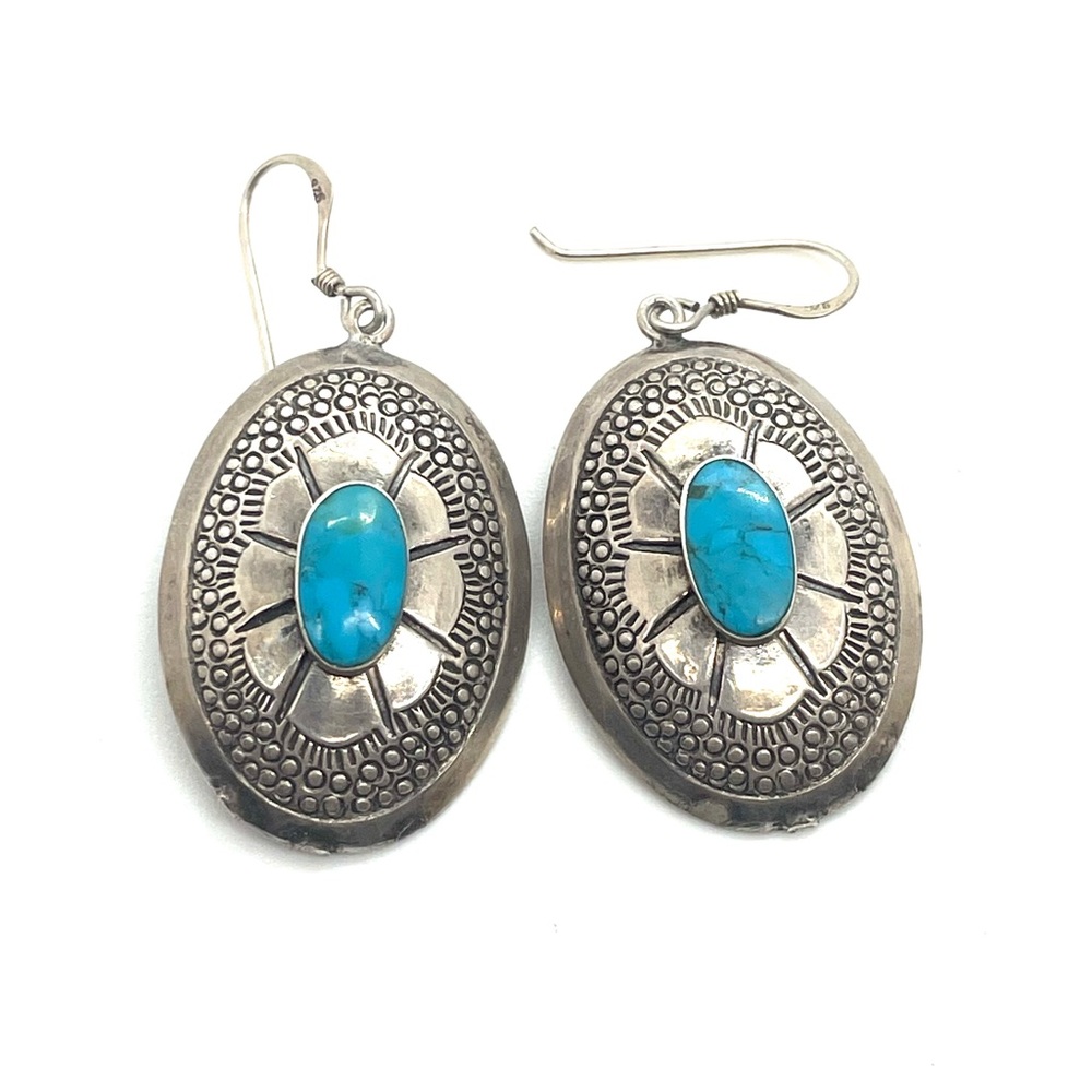 Sterling Turquoise Oval Earrings